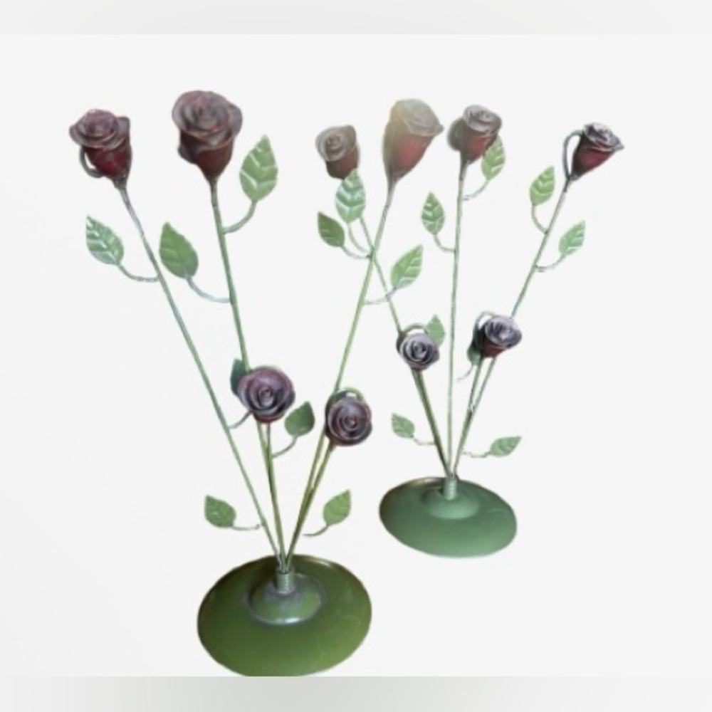 Vintage set Metal Rose Flower Decor